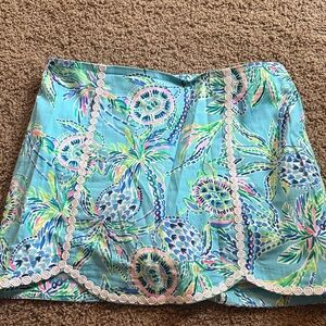 Aqua Tropical Print Lilly Pulitzer Scallop Hem Skort